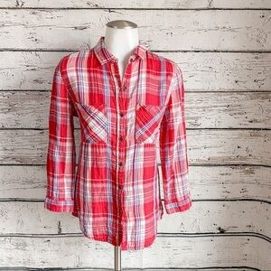 Red plaid Seven7 button down top
